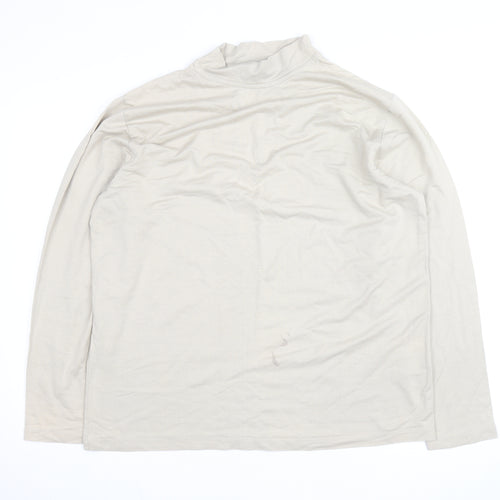 Murano Men's Beige Long Sleeve High Neck Cotton Shirt L