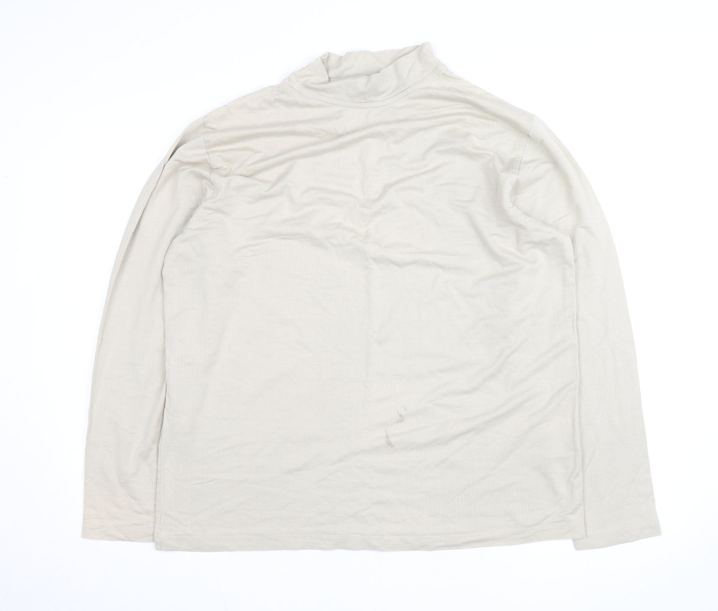 Murano Men's Beige Long Sleeve High Neck Cotton Shirt L