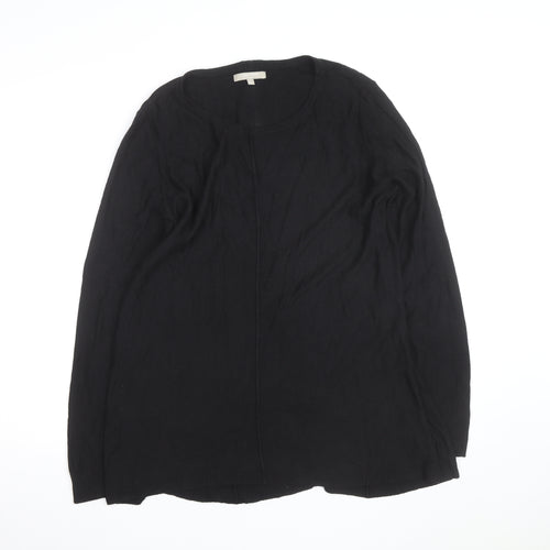 Joan Vass Women Black Long Sleeve Crew Neck Pullover Jumper Size L