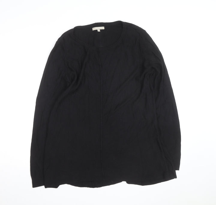 Joan Vass Women Black Long Sleeve Crew Neck Pullover Jumper Size L