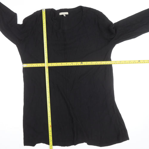 Joan Vass Women Black Long Sleeve Crew Neck Pullover Jumper Size L