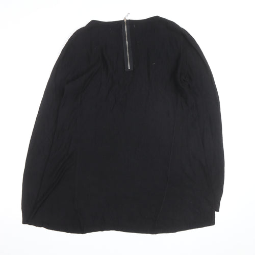 Joan Vass Women Black Long Sleeve Crew Neck Pullover Jumper Size L