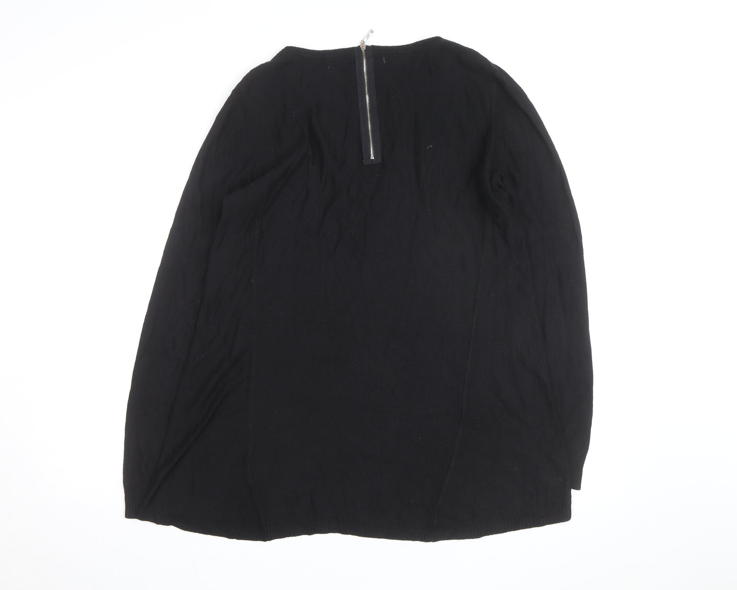Joan Vass Women Black Long Sleeve Crew Neck Pullover Jumper Size L