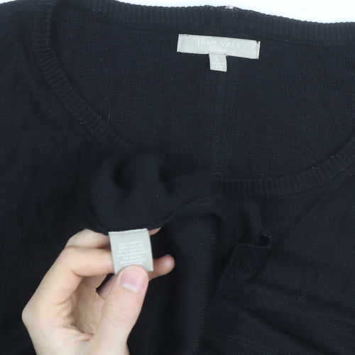 Joan Vass Women Black Long Sleeve Crew Neck Pullover Jumper Size L
