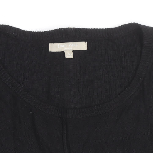 Joan Vass Women Black Long Sleeve Crew Neck Pullover Jumper Size L
