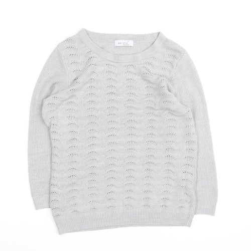 Marks and Spencer Per Una Grey Cotton Jumper Women Size 10 Crew Neck