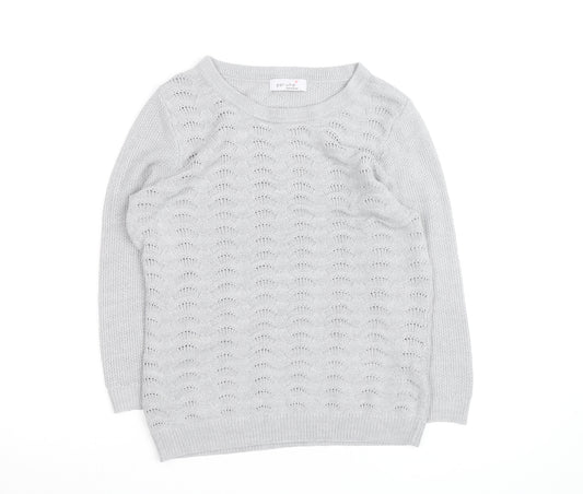 Marks and Spencer Per Una Grey Cotton Jumper Women Size 10 Crew Neck
