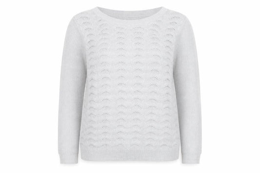 Front view of Marks & Spencer Per Una Grey Cotton Jumper Women, size 10, Crew Neck