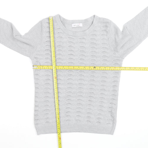 Marks and Spencer Per Una Grey Cotton Jumper Women Size 10 Crew Neck