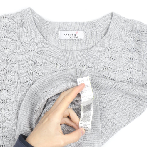 Marks and Spencer Per Una Grey Cotton Jumper Women Size 10 Crew Neck