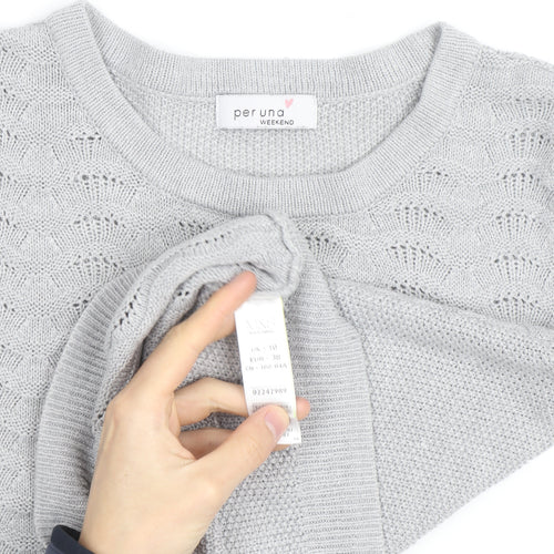 Marks and Spencer Per Una Grey Cotton Jumper Women Size 10 Crew Neck