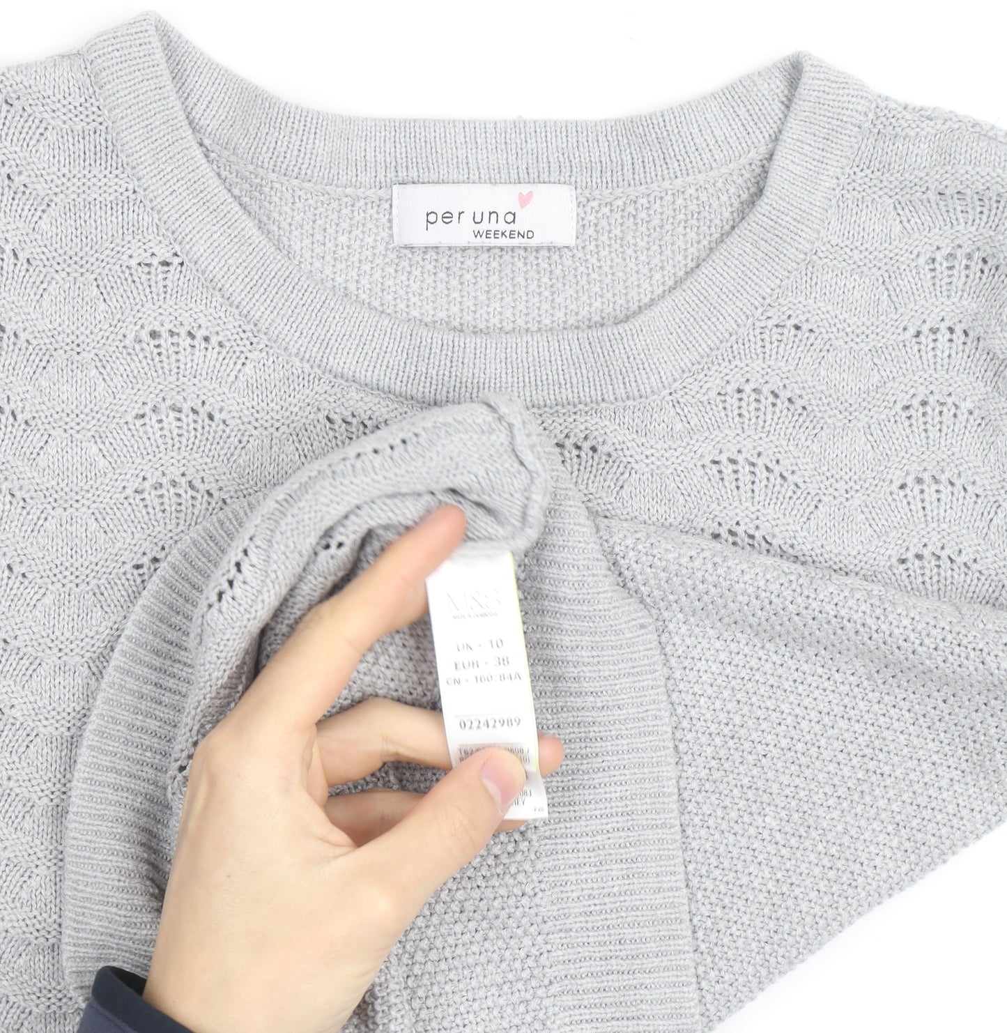 Marks and Spencer Per Una Grey Cotton Jumper Women Size 10 Crew Neck