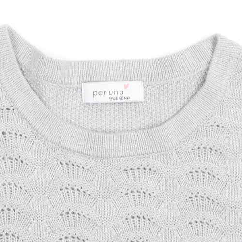 Marks and Spencer Per Una Grey Cotton Jumper Women Size 10 Crew Neck