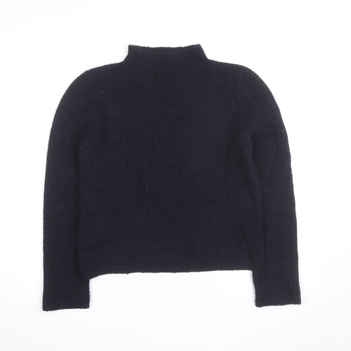 MNG Women Navy Blue Mock Neck Wool Blend Jumper Size L