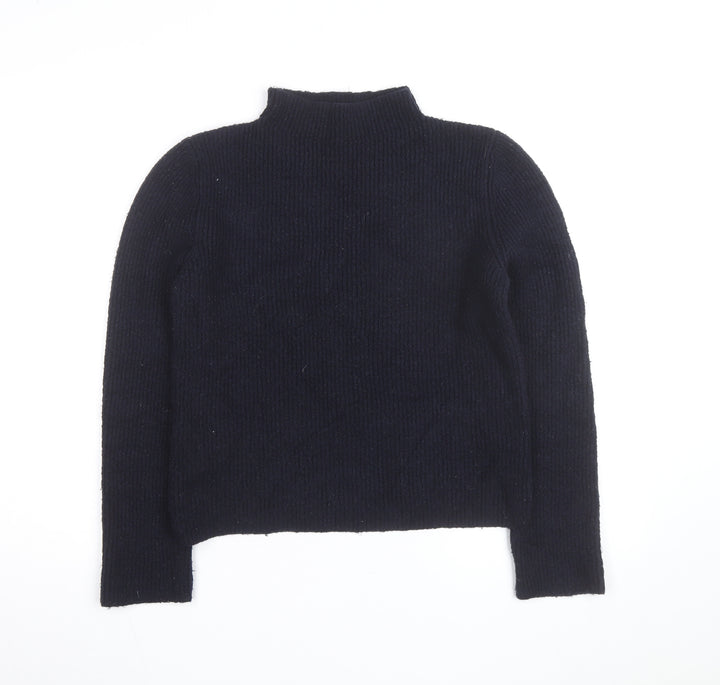 MNG Women Navy Blue Mock Neck Wool Blend Jumper Size L