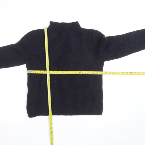 MNG Women Navy Blue Mock Neck Wool Blend Jumper Size L