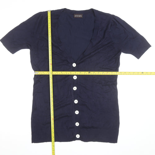 Principles Women’s Blue V-Neck Short Sleeve Button Cardigan Size 20