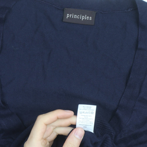 Principles Women’s Blue V-Neck Short Sleeve Button Cardigan Size 20