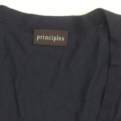 Principles Women’s Blue V-Neck Short Sleeve Button Cardigan Size 20