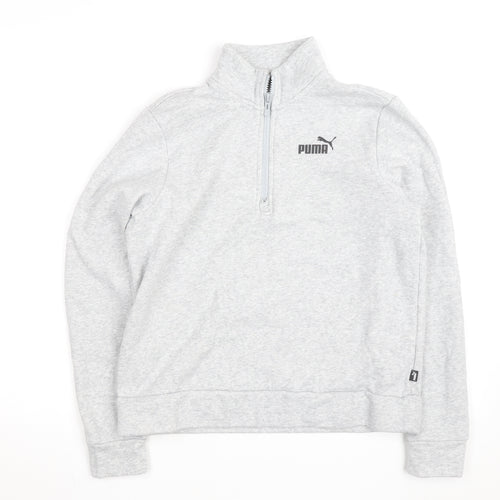 Puma Boys Grey 1/4 Zip Fleece Sweatshirt M Athletic Training Top