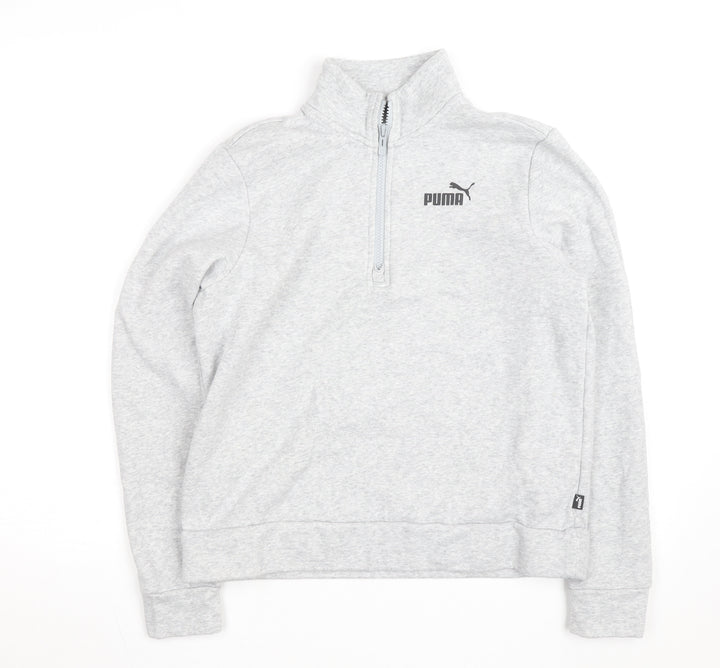 Puma Boys Grey 1/4 Zip Fleece Sweatshirt M Athletic Training Top