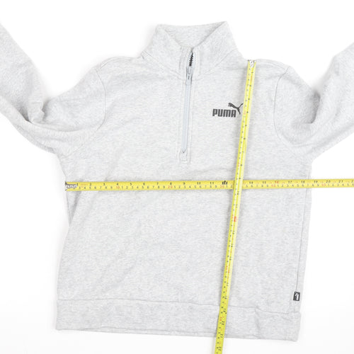 Puma Boys Grey 1/4 Zip Fleece Sweatshirt M Athletic Training Top