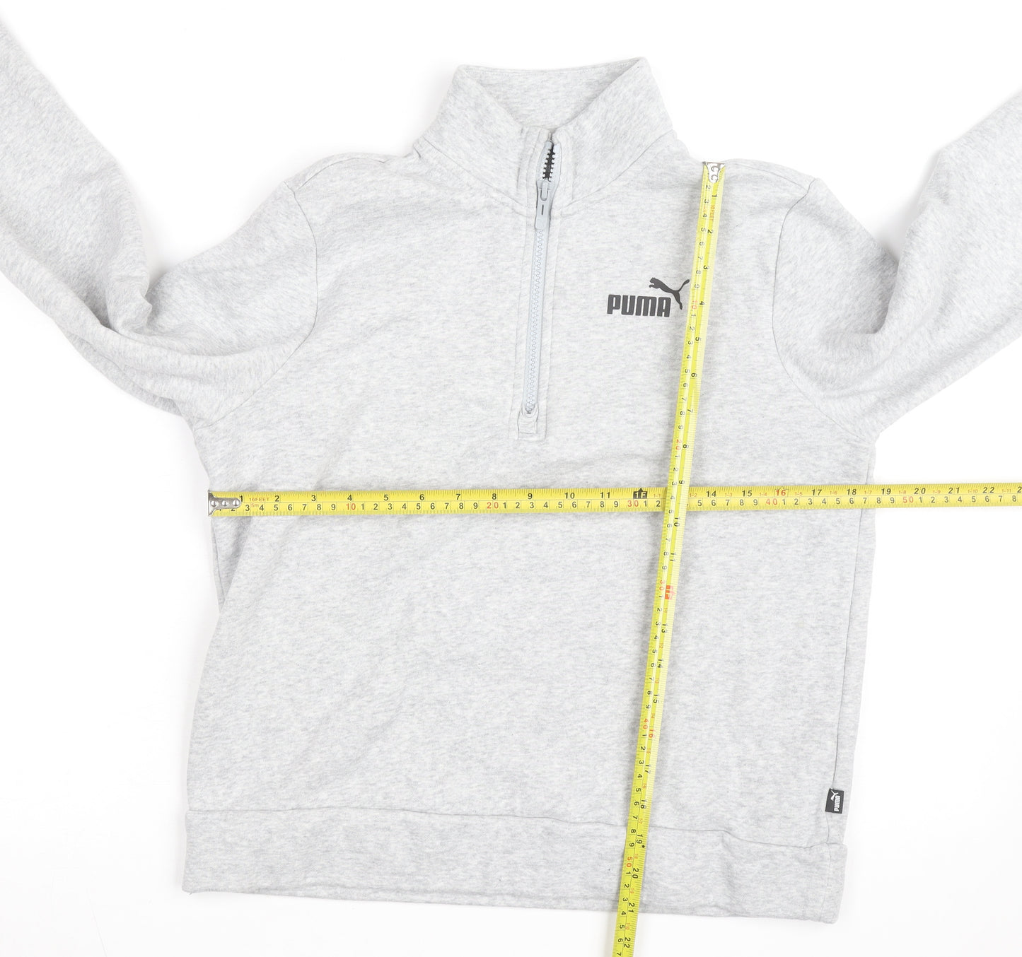 Puma Boys Grey 1/4 Zip Fleece Sweatshirt M Athletic Training Top