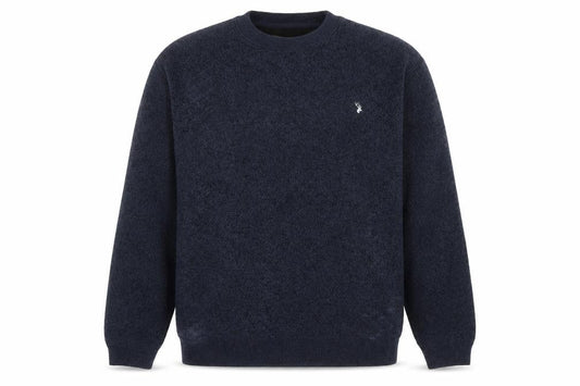 Front view of Riverton Men’s Navy Blue 2XL Pullover Fleece Crew Neck Jumper