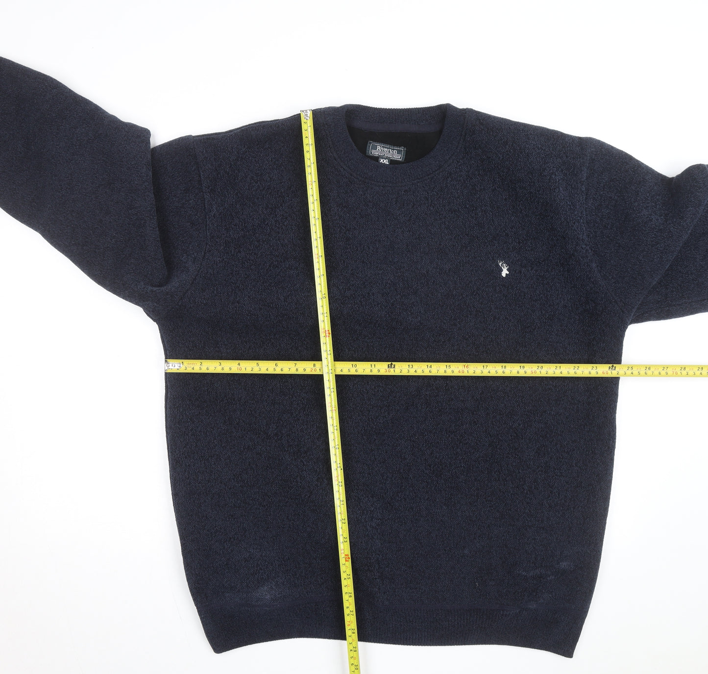 Riverton Men’s Navy Blue 2XL Pullover Fleece Crew Neck Jumper