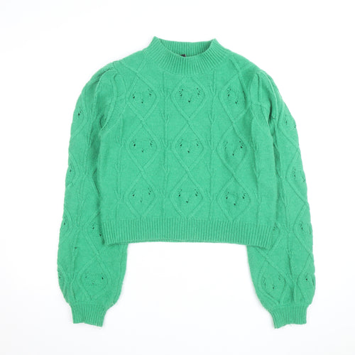 New Look Women’s Green Mock Neck Cable-Knit Tall Jumper Size 16