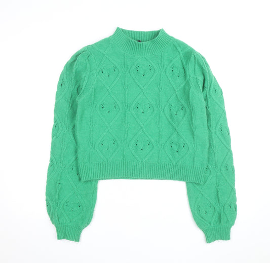 New Look Women’s Green Mock Neck Cable-Knit Tall Jumper Size 16