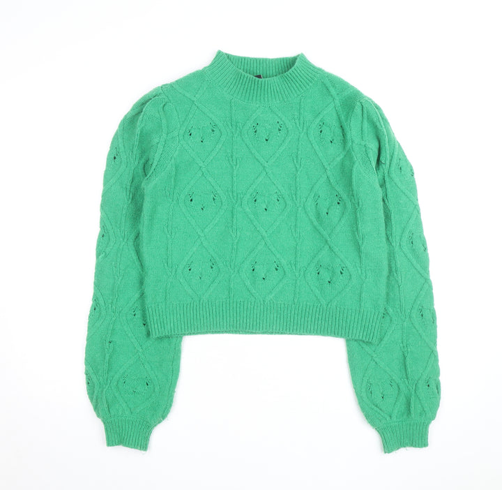 New Look Women’s Green Mock Neck Cable-Knit Tall Jumper Size 16