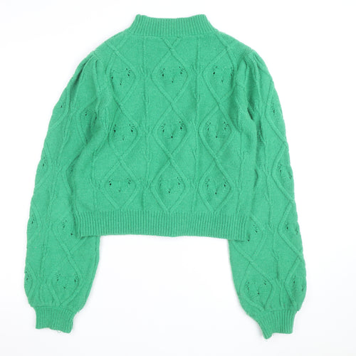 New Look Women’s Green Mock Neck Cable-Knit Tall Jumper Size 16