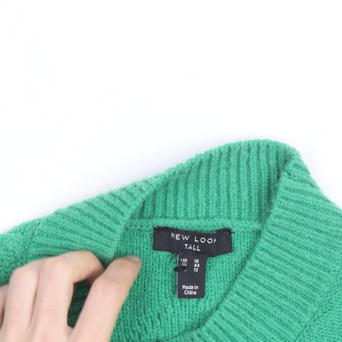 New Look Women’s Green Mock Neck Cable-Knit Tall Jumper Size 16