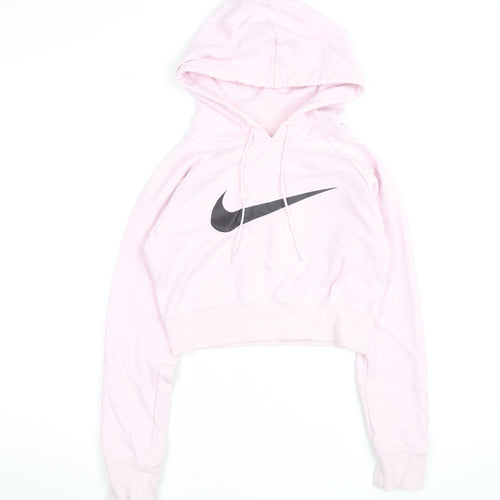 Nike Women's Pink Cropped Pullover Hoodie XS