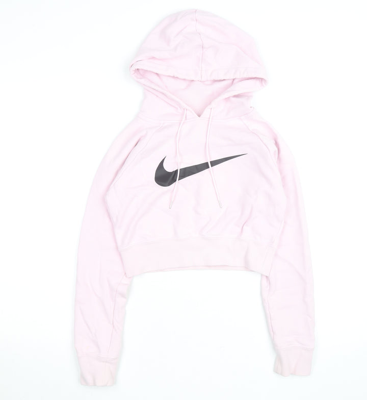 Nike Women's Pink Cropped Pullover Hoodie XS