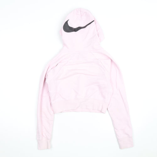 Nike Women's Pink Cropped Pullover Hoodie XS