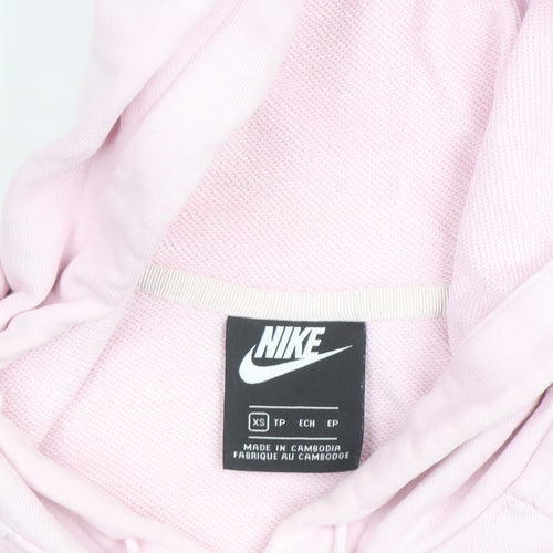Nike Women's Pink Cropped Pullover Hoodie XS