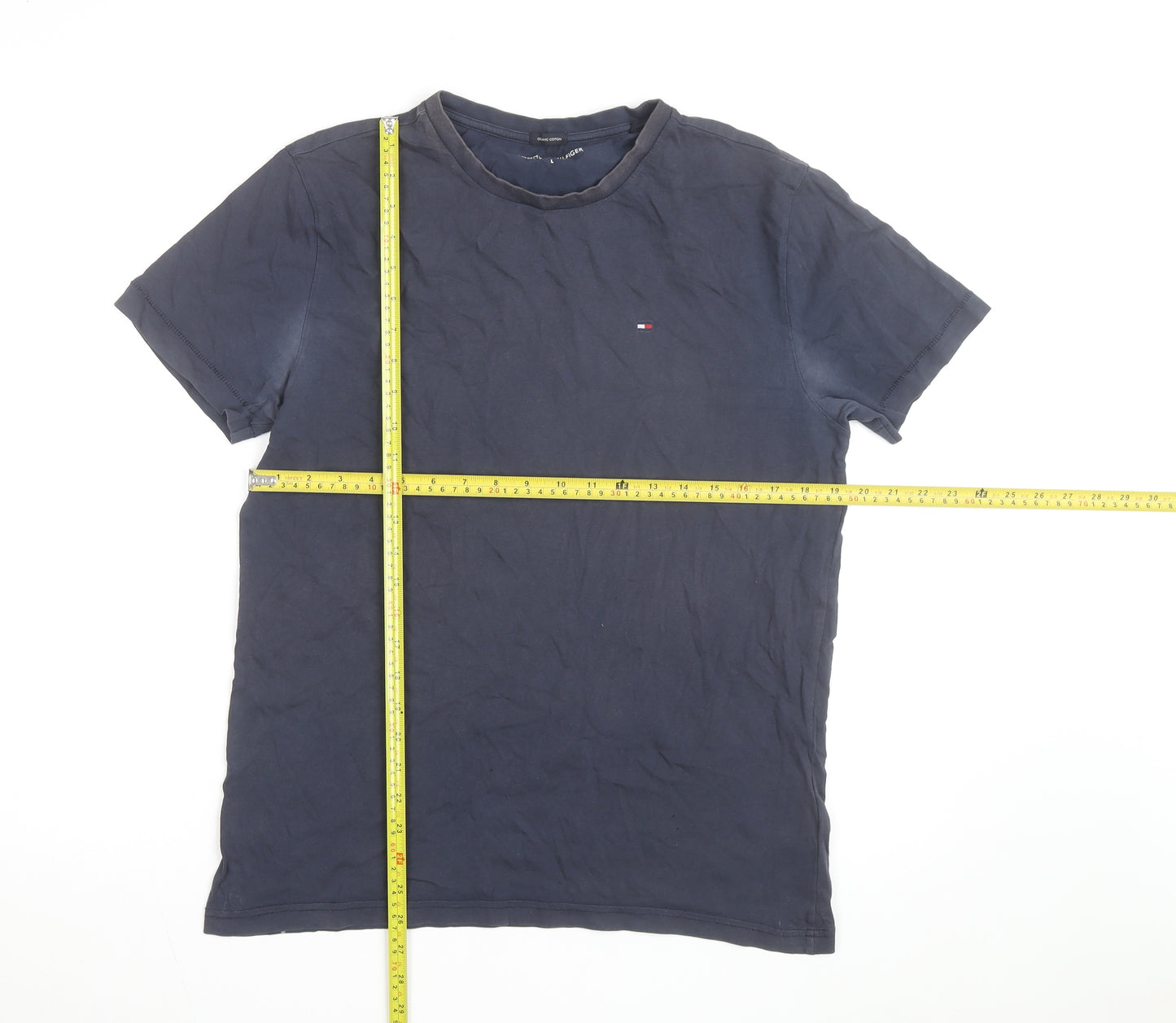 Tommy Hilfiger Men's Navy Crew Neck Organic Cotton T-Shirt L