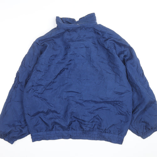 EVR Men's Blue Silk Studded Bomber Jacket L Vintage 80s Style