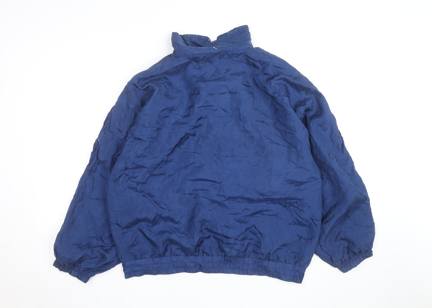 EVR Men's Blue Silk Studded Bomber Jacket L Vintage 80s Style