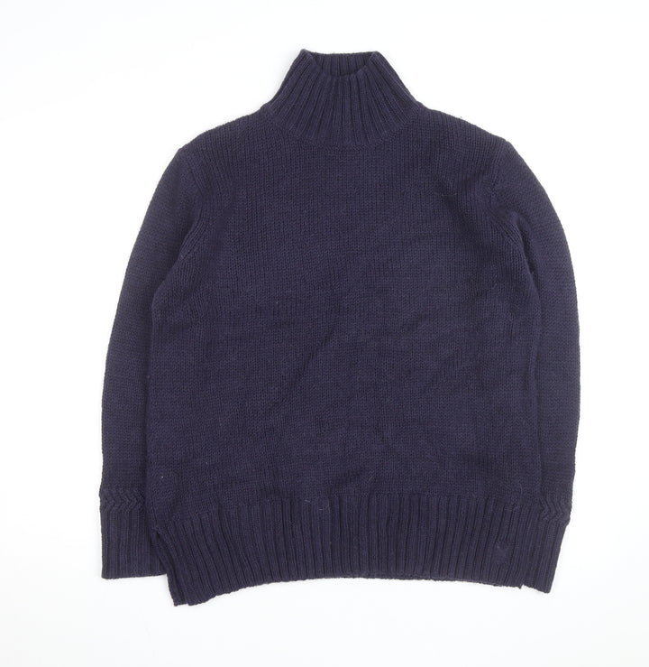 Crew Clothing Women's Blue Roll Neck Wool Jumper Size 12