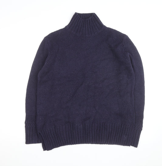 Crew Clothing Women's Blue Roll Neck Wool Jumper Size 12
