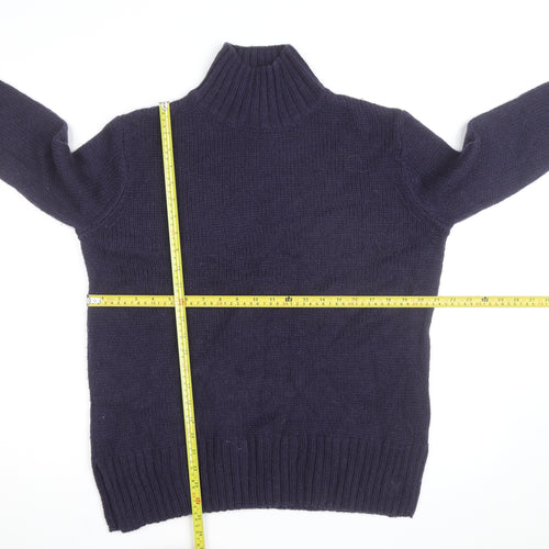 Crew Clothing Women's Blue Roll Neck Wool Jumper Size 12