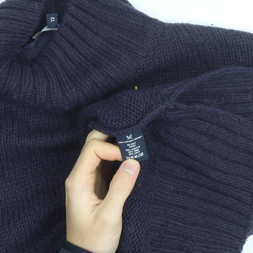 Crew Clothing Women's Blue Roll Neck Wool Jumper Size 12