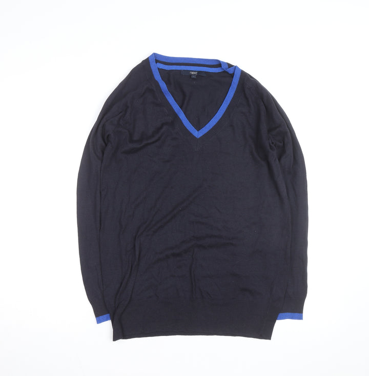 Next Men's Black V-Neck Cotton Jumper Size S