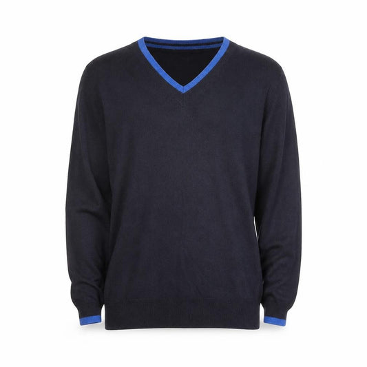 Front view of Next Men's Black V-Neck Cotton Jumper, size S