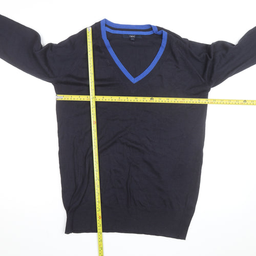 Next Men's Black V-Neck Cotton Jumper Size S