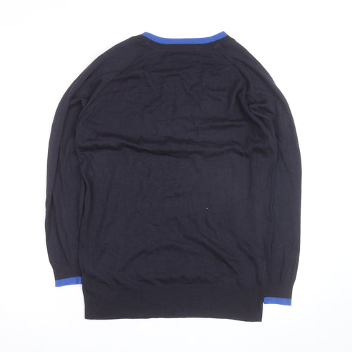 Next Men's Black V-Neck Cotton Jumper Size S
