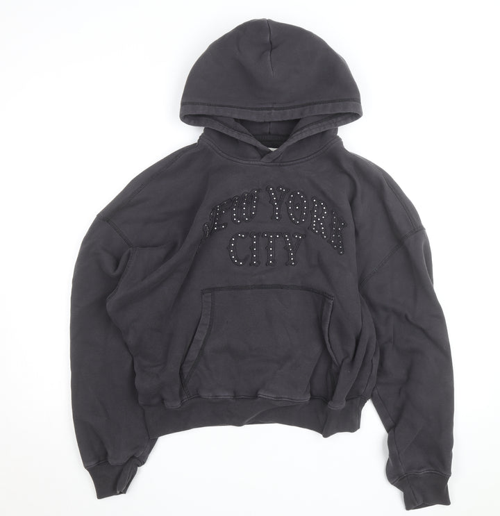 Hollister Men's Black Studded New York City Pullover Hoodie S Relaxed Fit
